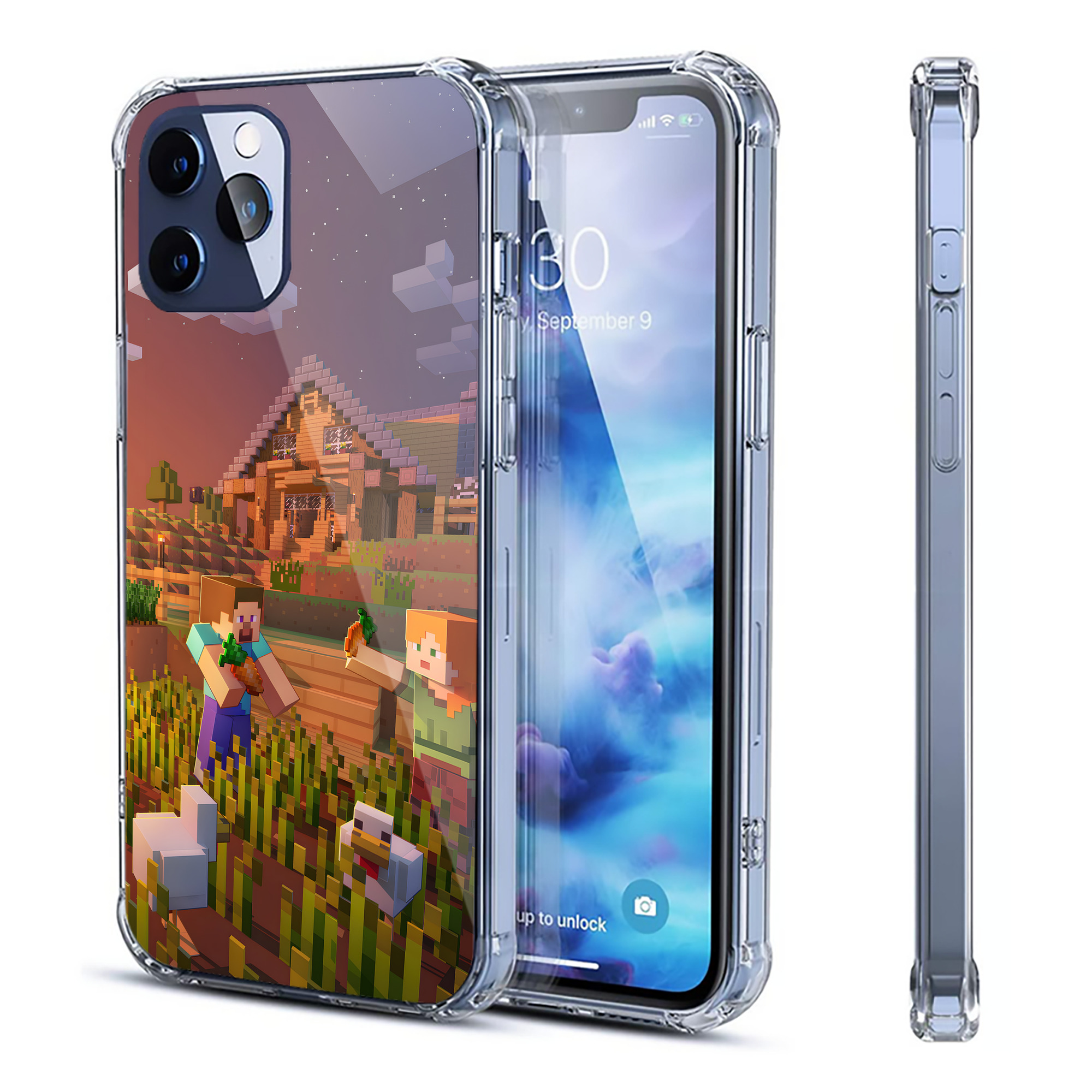 （画像用） マインクラフト ブロックの世界 Minecraft MC Block world 【iPhone 12シリーズ対応】透明スマホケース（クリアソフトケース）